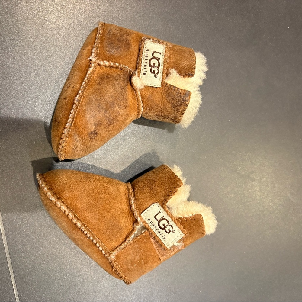 UGG Tan Baby Booties with Cream Lining